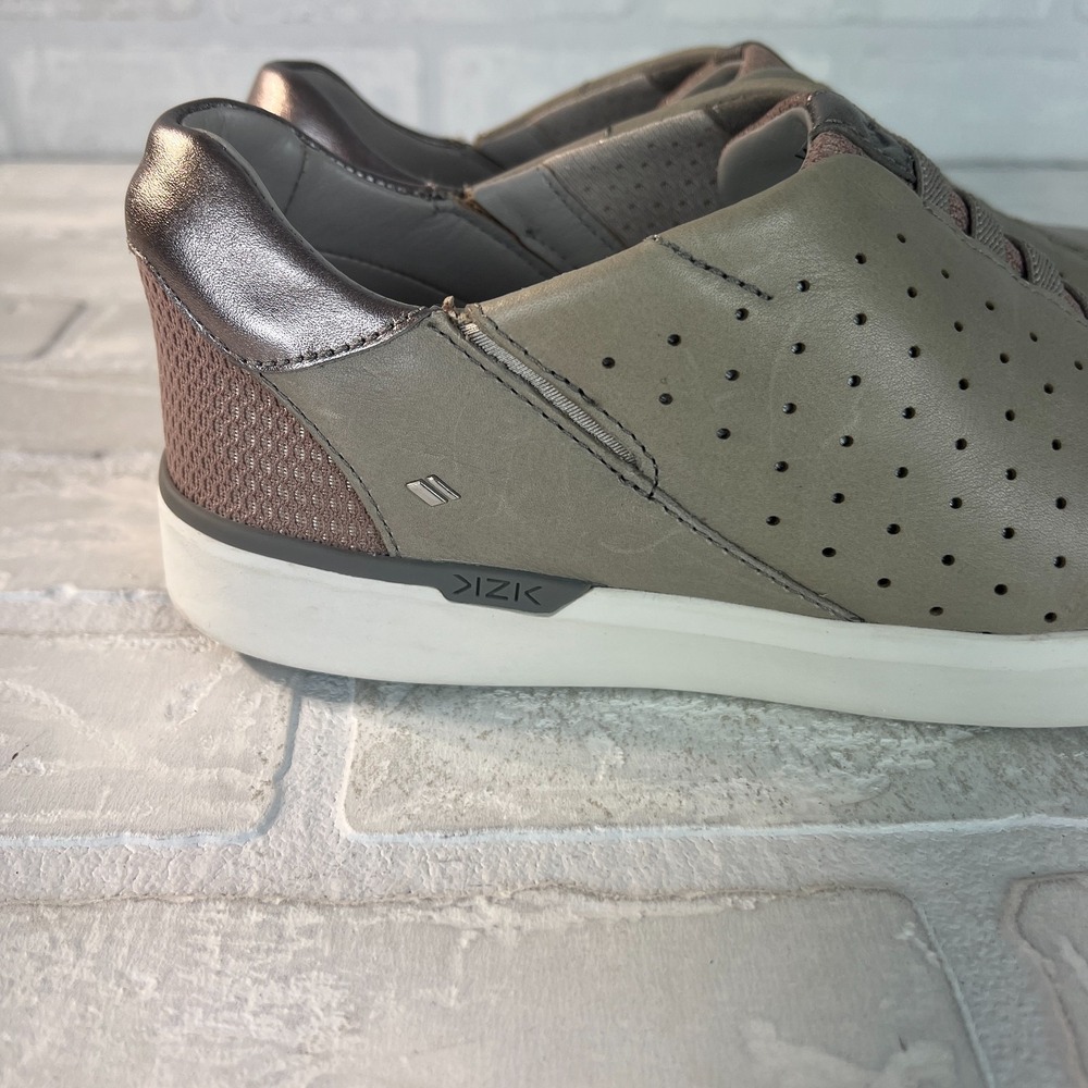 Kizik Miami Sneakers Womens 8 M Gray Metallic Leather Comfort Slip On Hands Free - Picture 3 of 13